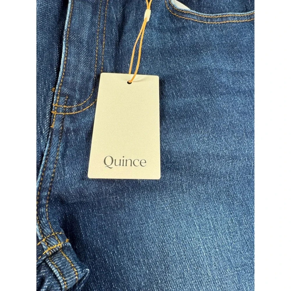 Quince Bella Stretch Relaxed Straight Jeans Stormy Blue Organic Cotton Tencel 30